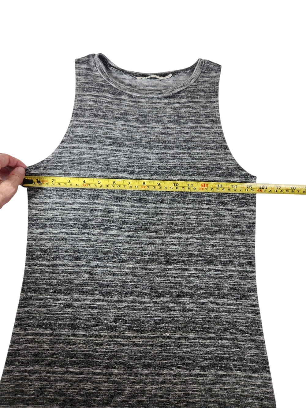 Ginger G Maxi Tank Dress Med Black Gray Marled Knit Sleeveless Stretch USA Y2K - Picture 10 of 12